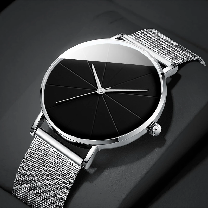 2021 Minimalist Men's Fashion Watches Simple Men Business Ultra Thin Stainless Steel Mesh Belt Quartz Watch relogio masculino