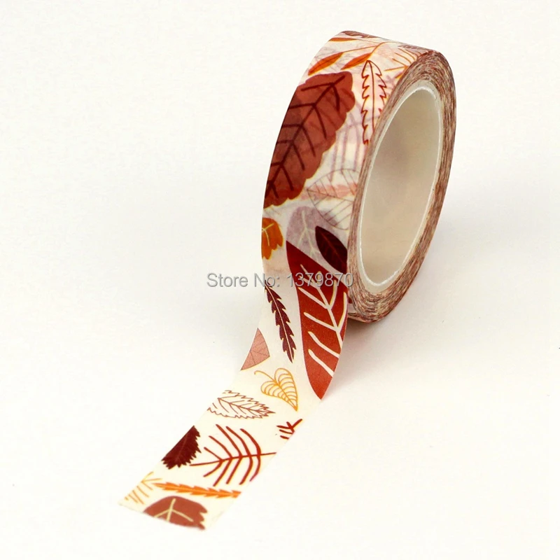 Custom Unique Design Brown Yellow Leaves Washi Tape 15mm*10meters for Planner Scrapbooking Decorative Masking Tapes