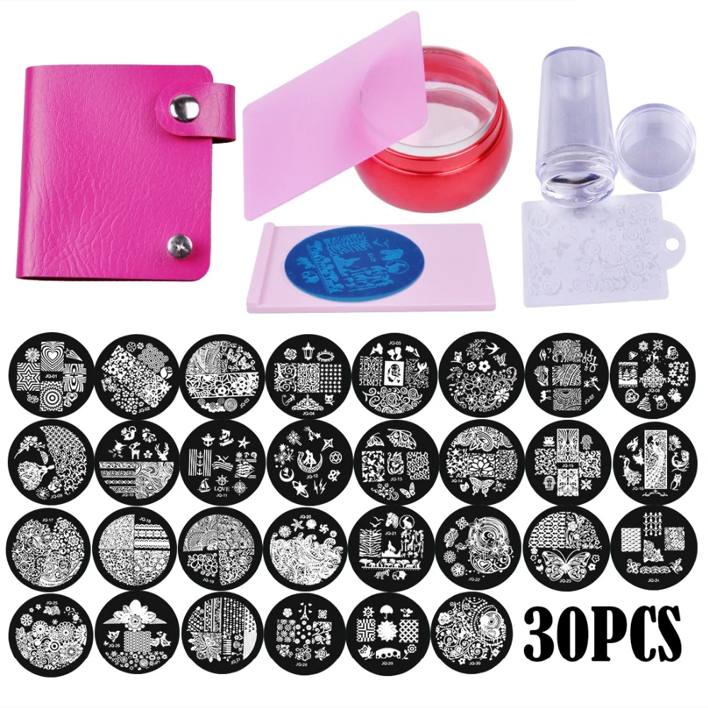 Biutee Nail Stamping Plates Set Flower Animal Pattern Nail Art Stamper & Scraper Template Image Plate Stencil Nails Tool