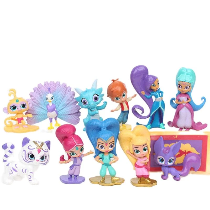 12pcs/set New princess Shimmer action figures Fashion Shine sister figures  doll toy set  gifts for girls