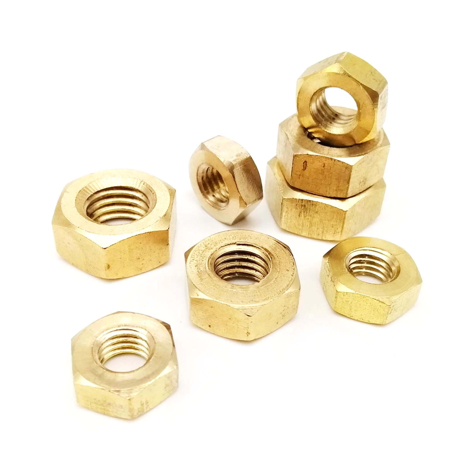 5/10/25/50/100pcs DIN934 M1 M1.2 M1.4 M1.6 M2 M2.5 M3 M4 M5 M6 M8 M10 M12 Solid Brass Copper Hex Nut Hexagon Nut High Quality