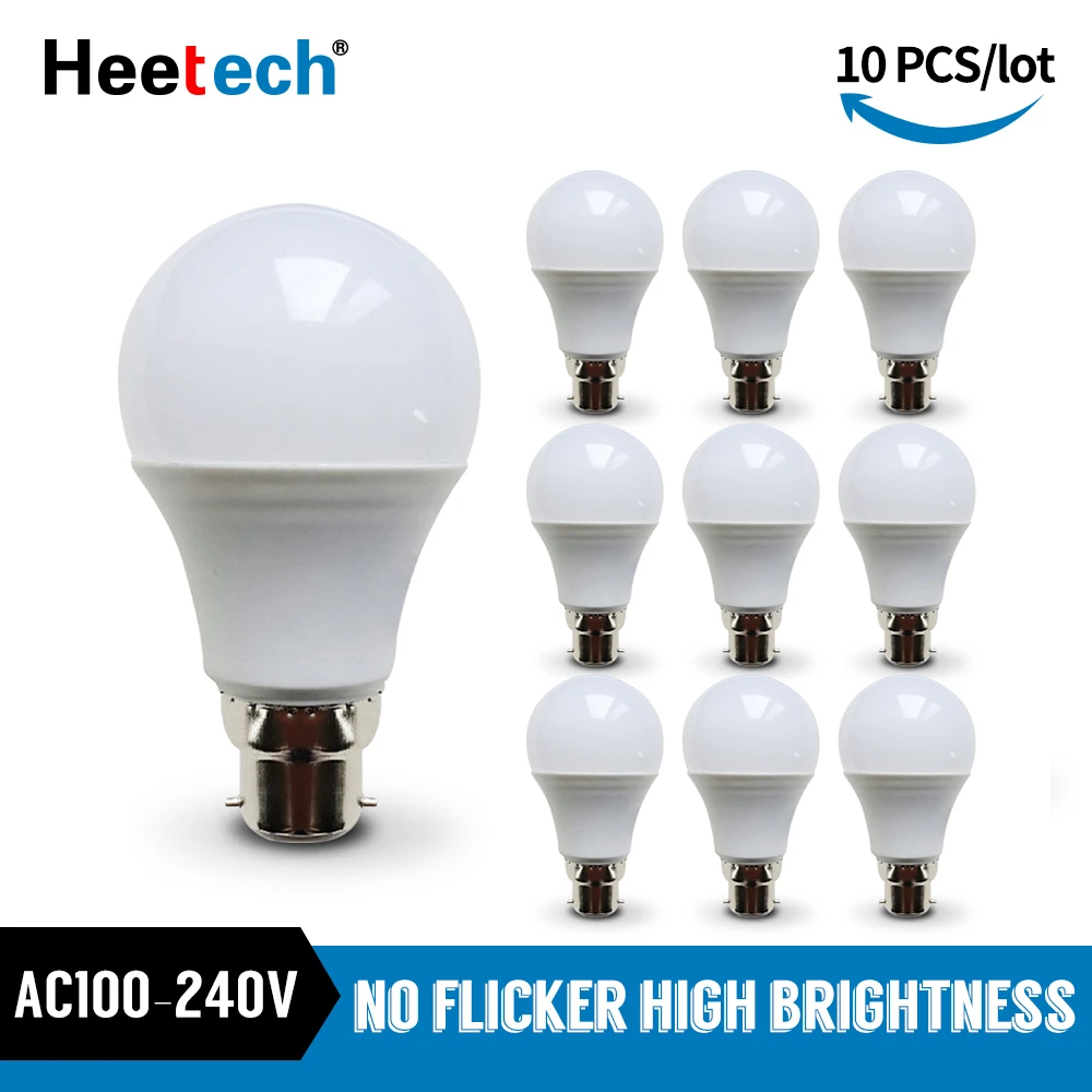 10pcs/lot LED Bulb B22 Lamp Bayonet Lampada 21W 18W 15W 12W 9W 6W 3W Cold White Warm White Ball Light  Bombill AC 110V 220V 240V