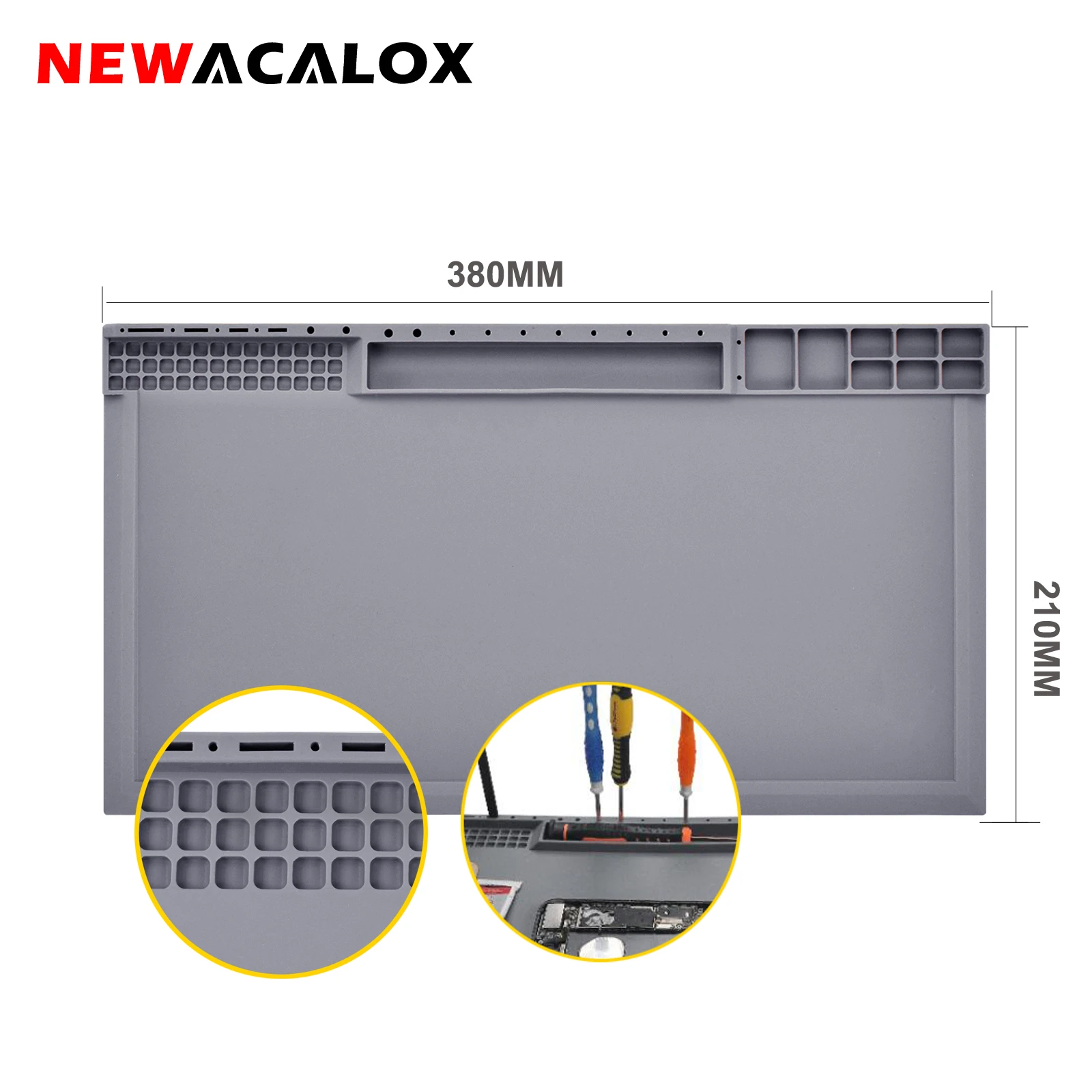 NEWACALOX Multi-size Heat Insulation Silicone Pad Desk Magnetic Silica Soldering Station Maintenance Platform Welding BGA Repair