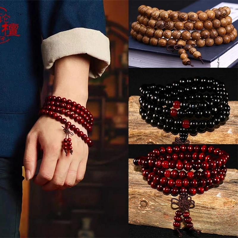 1Pcs 6mm Natural Sandalwood Buddhist Buddha Meditation Wood Prayer Bead Mala Bracelet Bangles Women Men Jewelry Bijoux