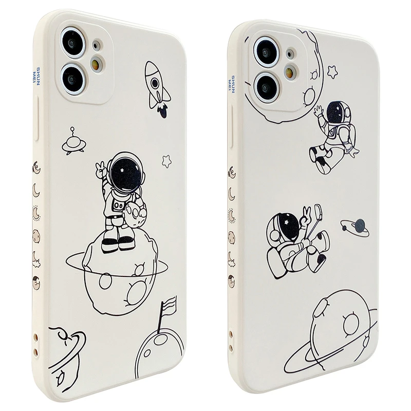 Hot Color border Planet astronaut cute soft silicon phone case for apple iphone 12 MiNi 7 8 plus 11 Pro X XS XR MAX 10 SE cover