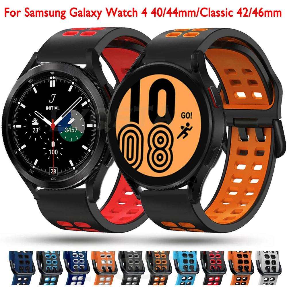 20 22mm Bracelet Strap For Samsung Galaxy Watch4 40 44/Classic 42 46mm Smartwatch Silicone Band Forerunner245 645 Vivoactive 3 4