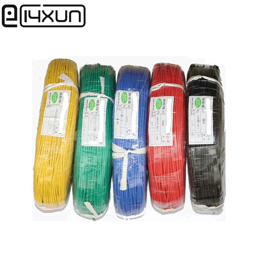 2M/5M Silicone Rubber Electric Copper Wire 30 28 26 24 22 20 18 16 14 12 11 10 9 8 7 6 AWG Soft Flexible DIY Lamp Lighting Cable