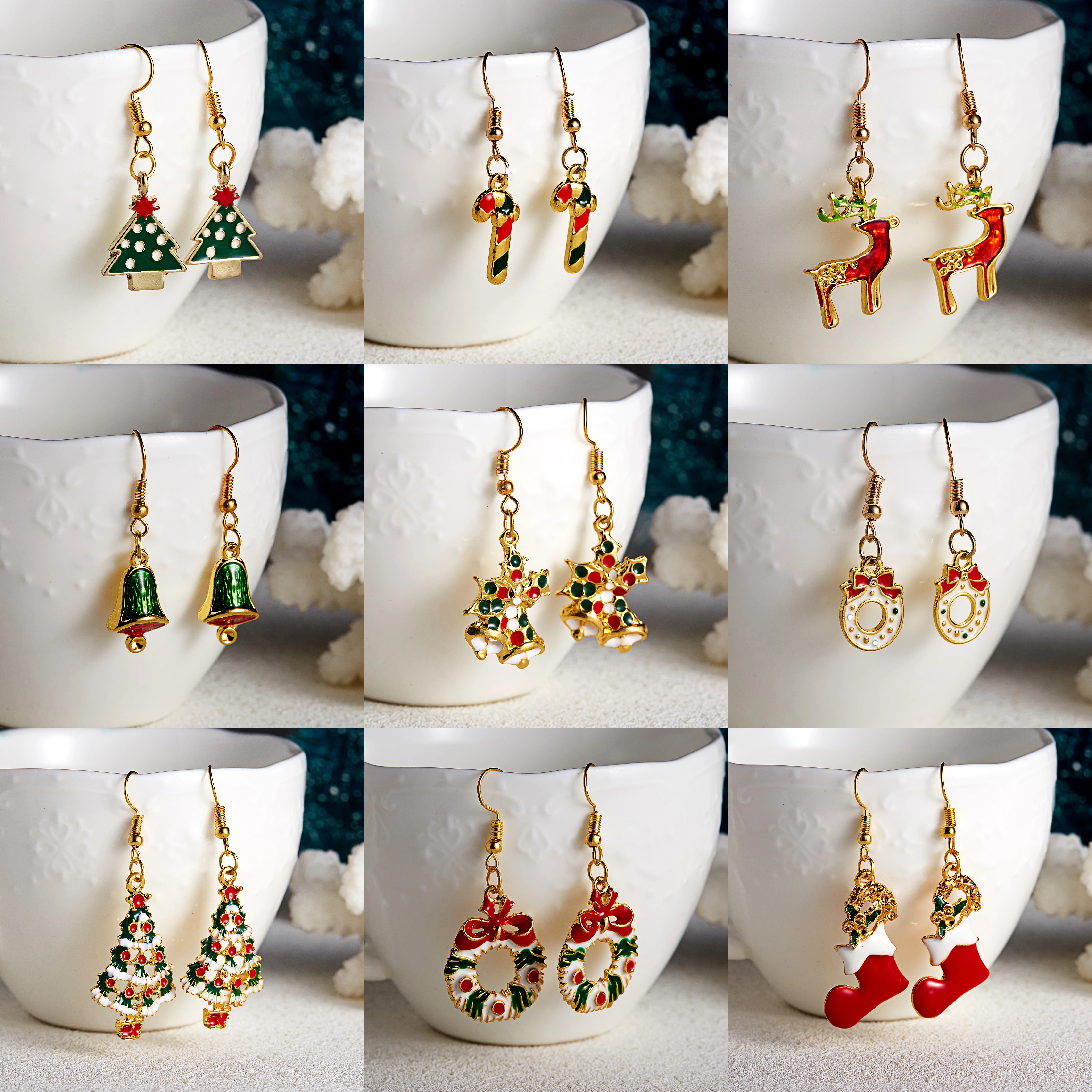 New Xmas Earrings Pendant Christmas Tree Antelope Earrings Claus Boots Drop Earrings Jewelry Accessories