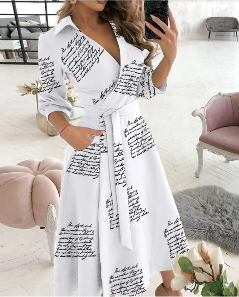 Spring and summer fashion plus size ruched dress long-sleeved V-neck print bag hip dress women's clothing dress for women