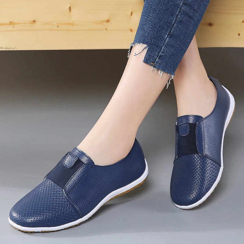 Women Moccasins Genuine Leather Flat Shoes Woman Slip On Loafers Ladies Shoes Breathable Casual Women's Flats Sneakers Women
