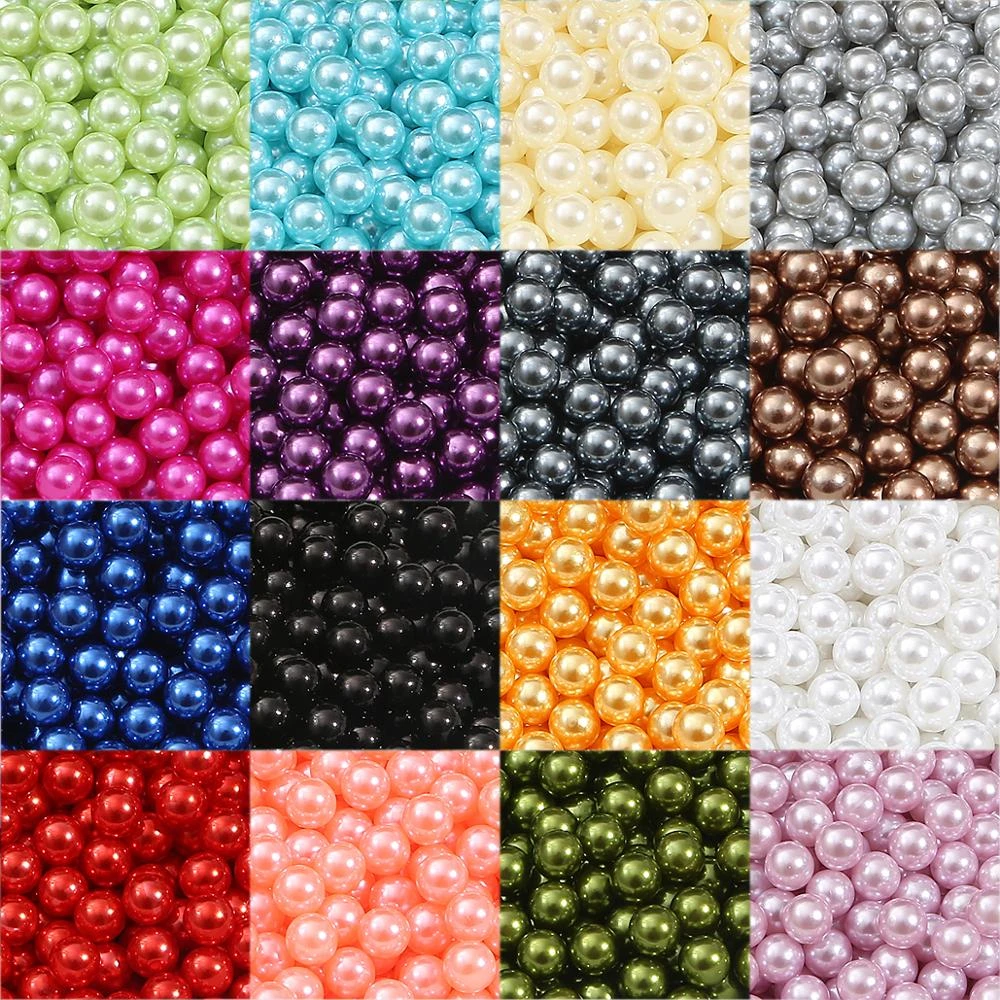 3/4/6/8/10MM Multicolor No Hole Acrylic ABS Imitation Pearl Beads Round Loose Beads For Jewelry Making DIY Accessories
