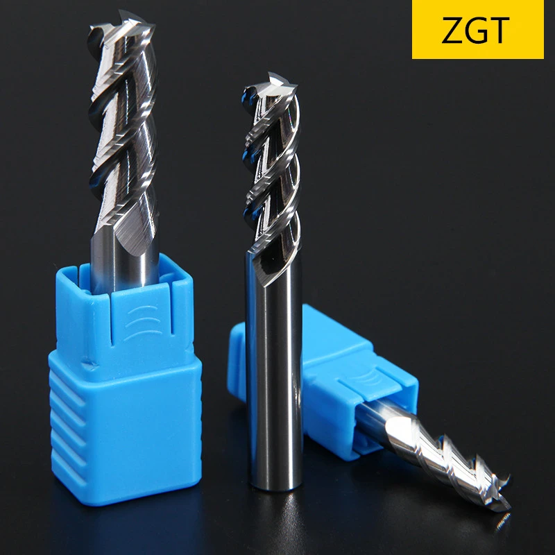 ZGT Aluminum Fresa Cnc Tools Milling Cutter HRC50 3 Flute Endmill Carbide For Aluminum Copper Wood Metal Cutter End Mill 4mm 6mm