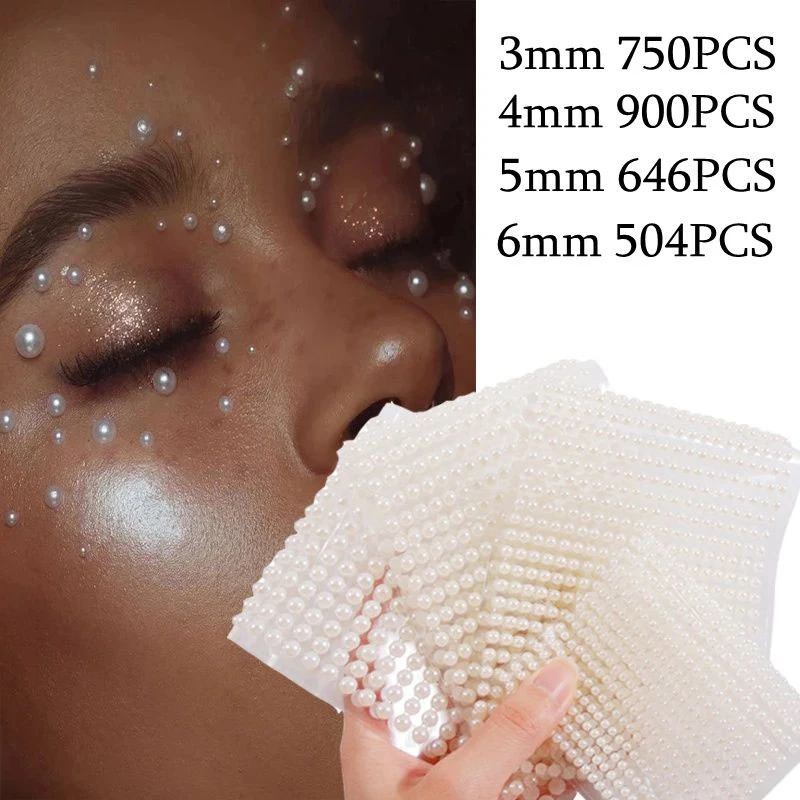 3D Pearl Eyeshadow Stickers Face Tattoo Face Jewels Body Brow Makeup Self Adhesive Diamond Decoration Pearl Face Jewels Sticker