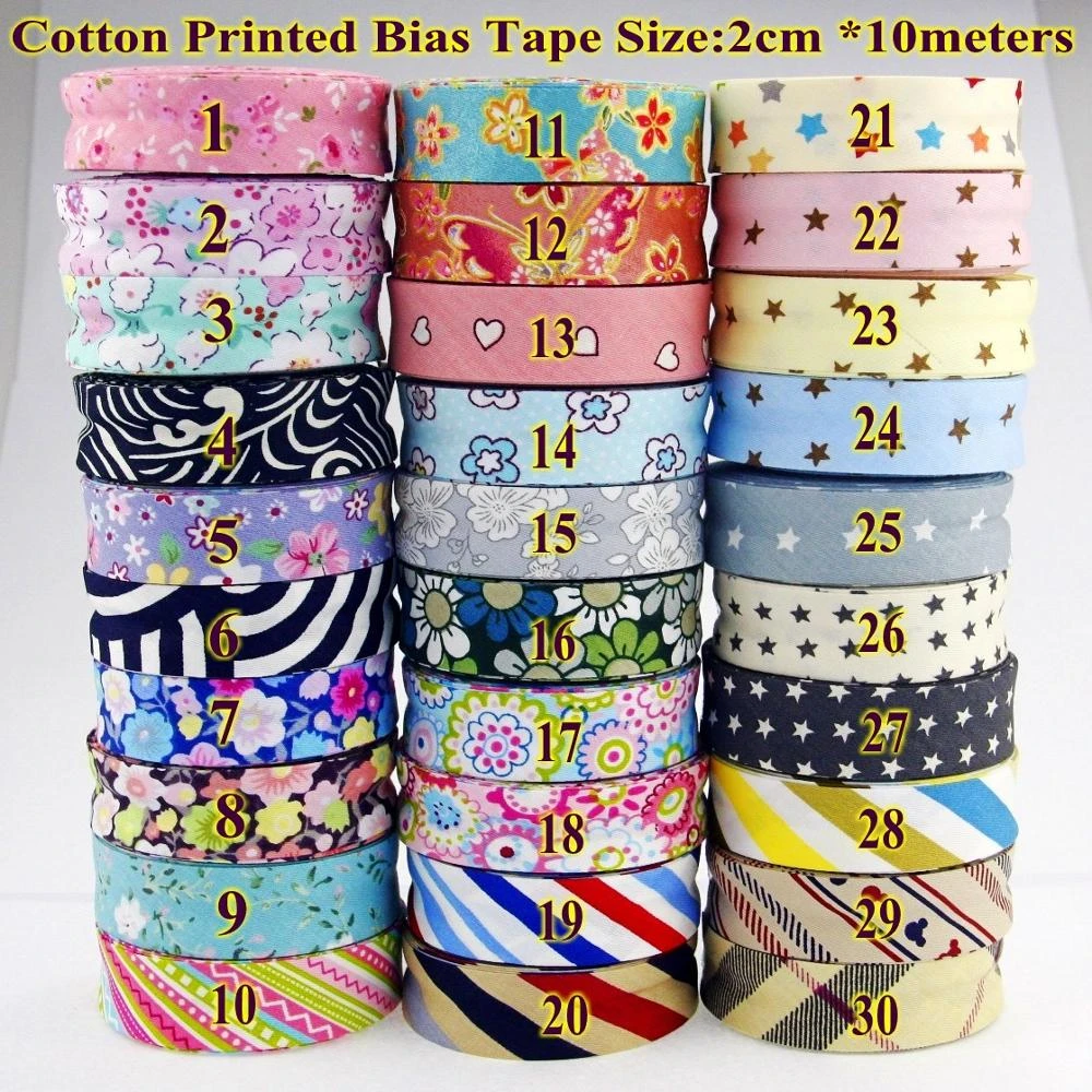 Free shipment -100% Cotton Bias tape printed, size: 20mm,3/4