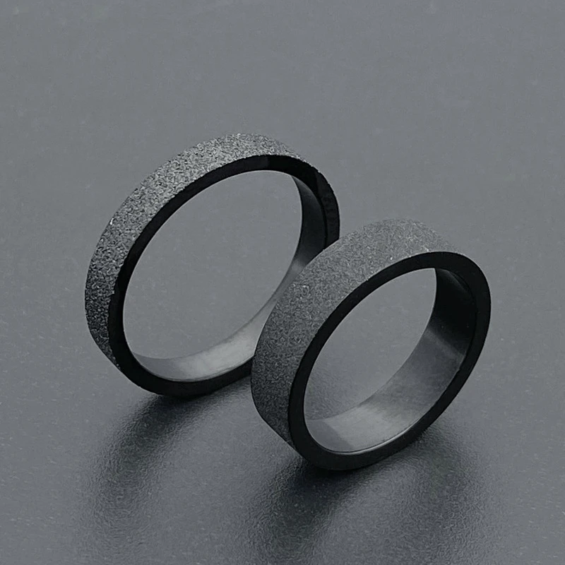 Simple 3mm 5mm Woman Men's Couple Black Titanium Ring Matte Finished Finger Ring Jewelry for Male Wedding Bands Gift