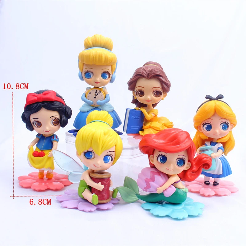 New Disney 8 style  Princess Q Posket Princess Action Figures PVC Model Dolls decor birthday party Kids Toy Christmas gift