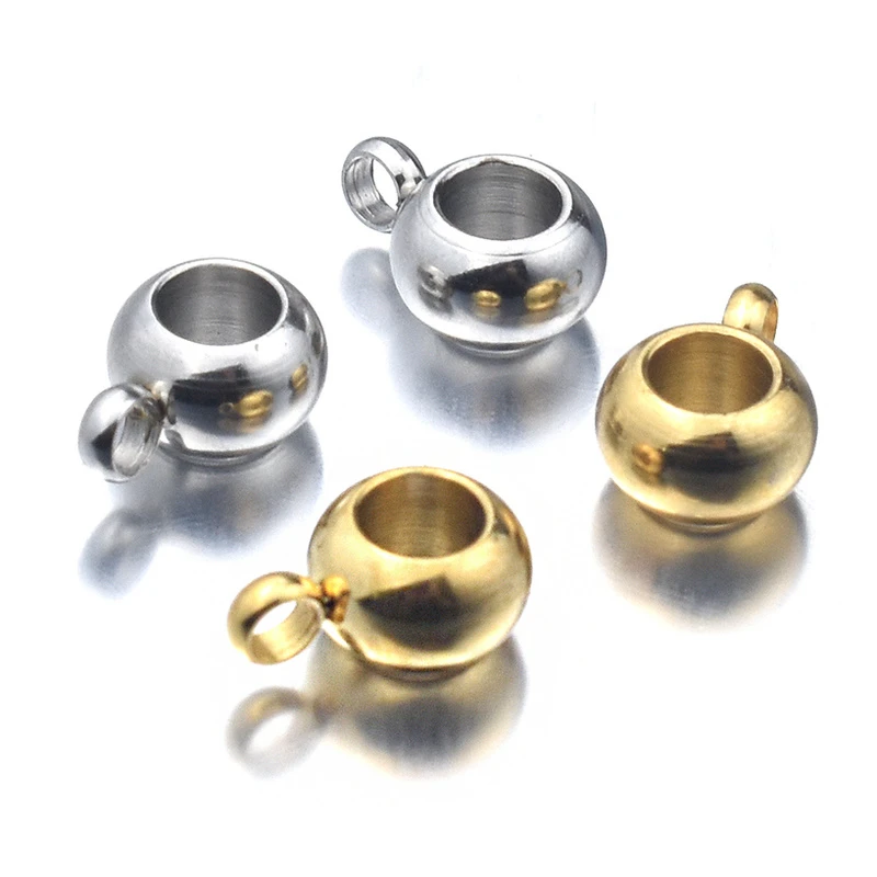 Aiovlo 20pcs/lot Stainless Steel Hole 3 4 5mm Gold Silver Charm Pendant Connectors Bracelet Beads Diy Bracelet Jewelry Findings