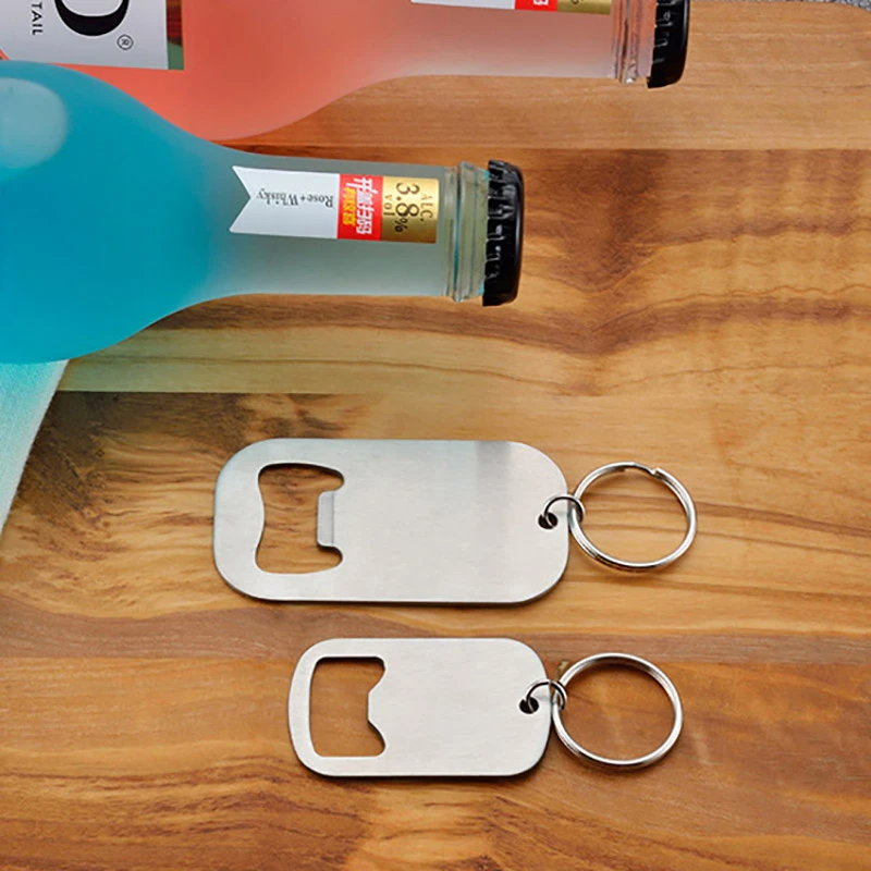 1Pcs Kitchen Tools Silver S/L Home Hotel Beer Stainless Steel Keychains Cap Remover Bottle Opener Multi Purpose
