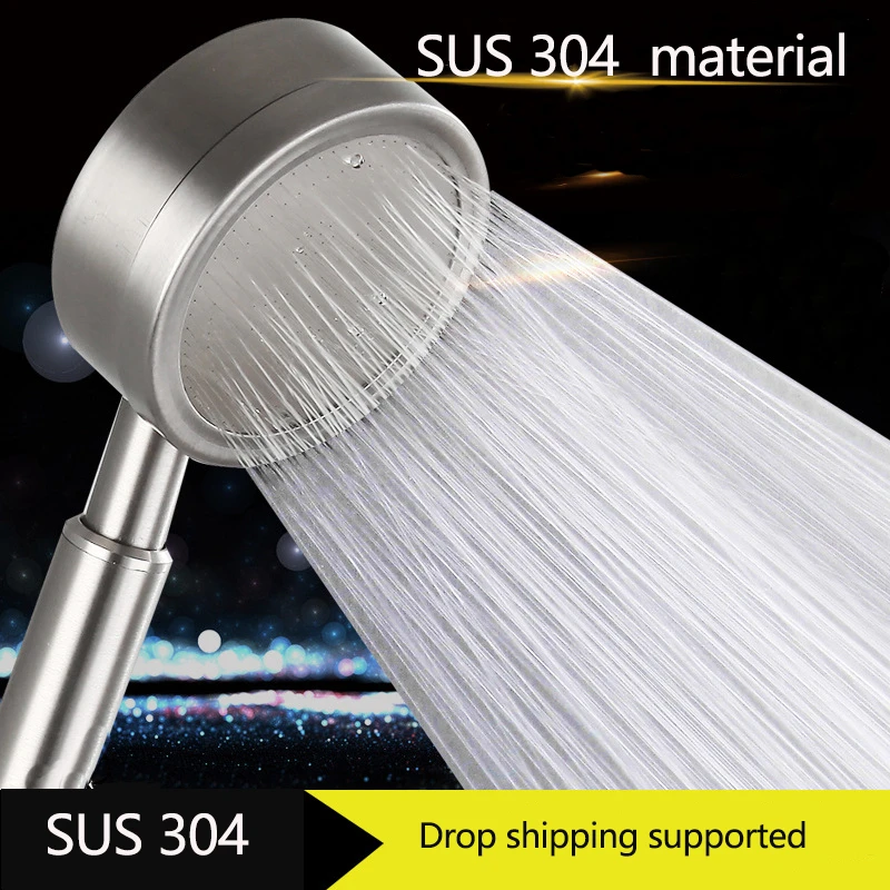 304 Stainless steel shower head holder with filter high quality steel shower head set with 1.5m hose matel bathroom shower head