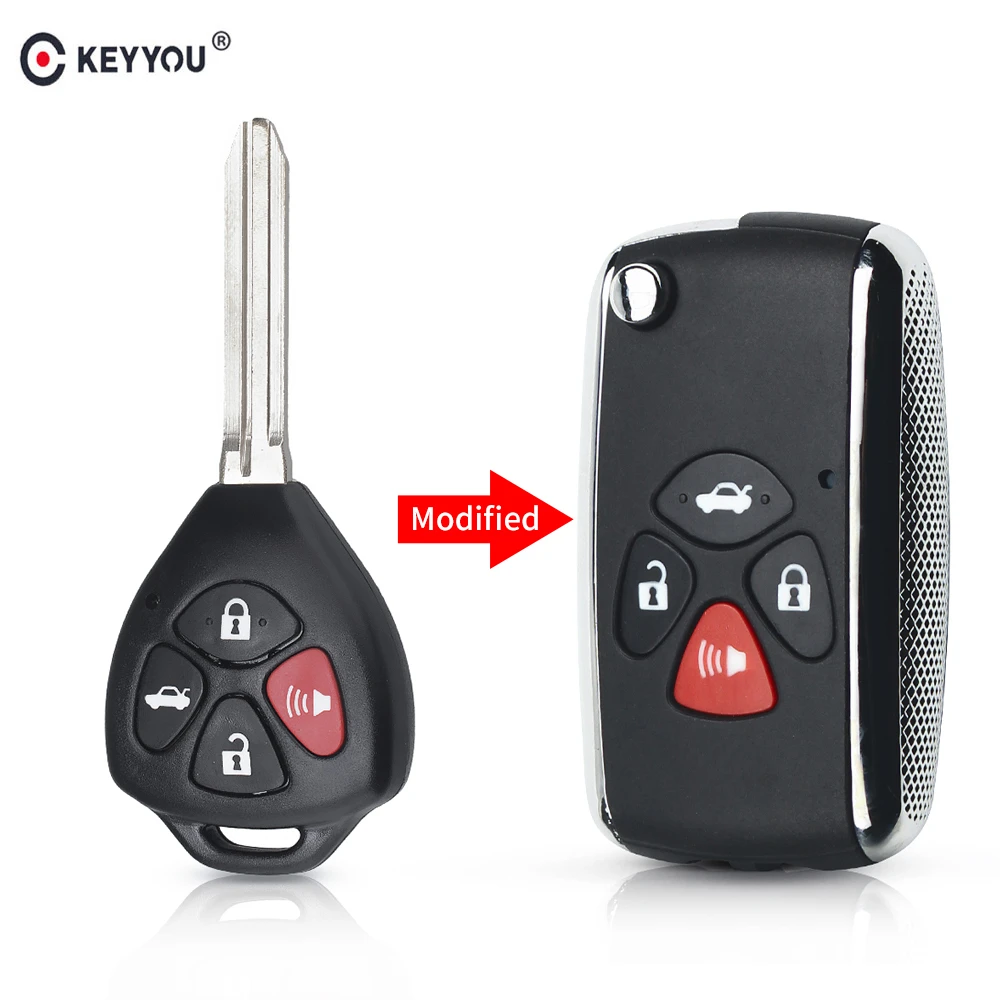 KEYYOU 4 Buttons Modified Flip Remote Car Key shell Fob Case For Toyota Camry Avalon Corolla Matrix TOY43 Blade