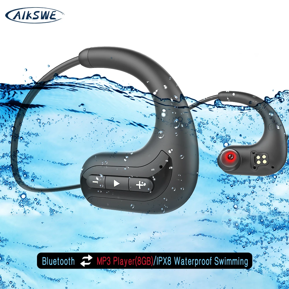 AIKSWE Wireless headphones Bluetooth Earphones 8GB IPX8 Waterproof MP3 Music Player Swimming Diving Sport Headset For Huawei