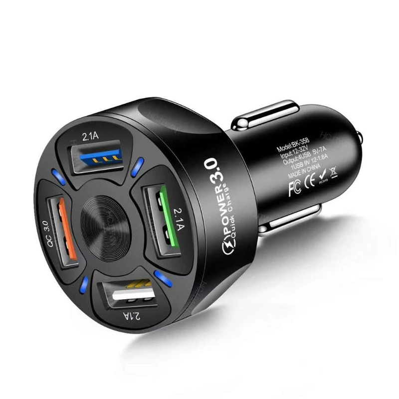 4 Ports 3 USB Car Charger Quick Charge 3.0 Universal Fast Charging in car 4 Port Mobile Phone Charger