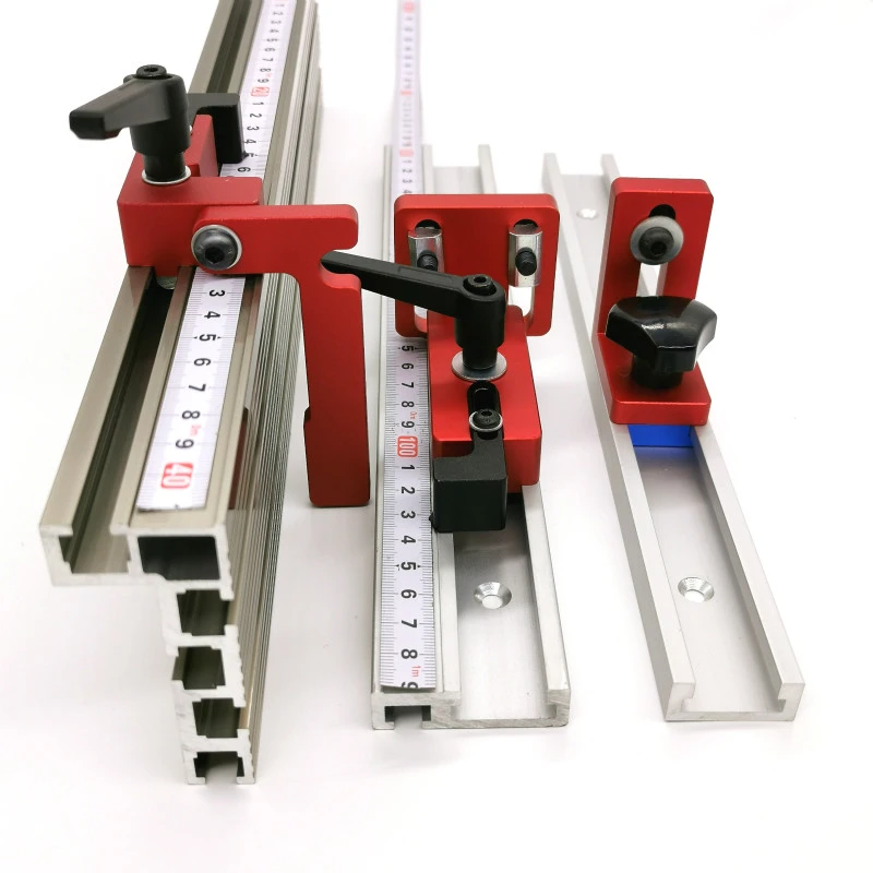 300-800mm Aluminium Profile Fence Miter Fence Stopper T-tracks and Sliding Brackets Miter Gauge Fence Connector for Woodworking