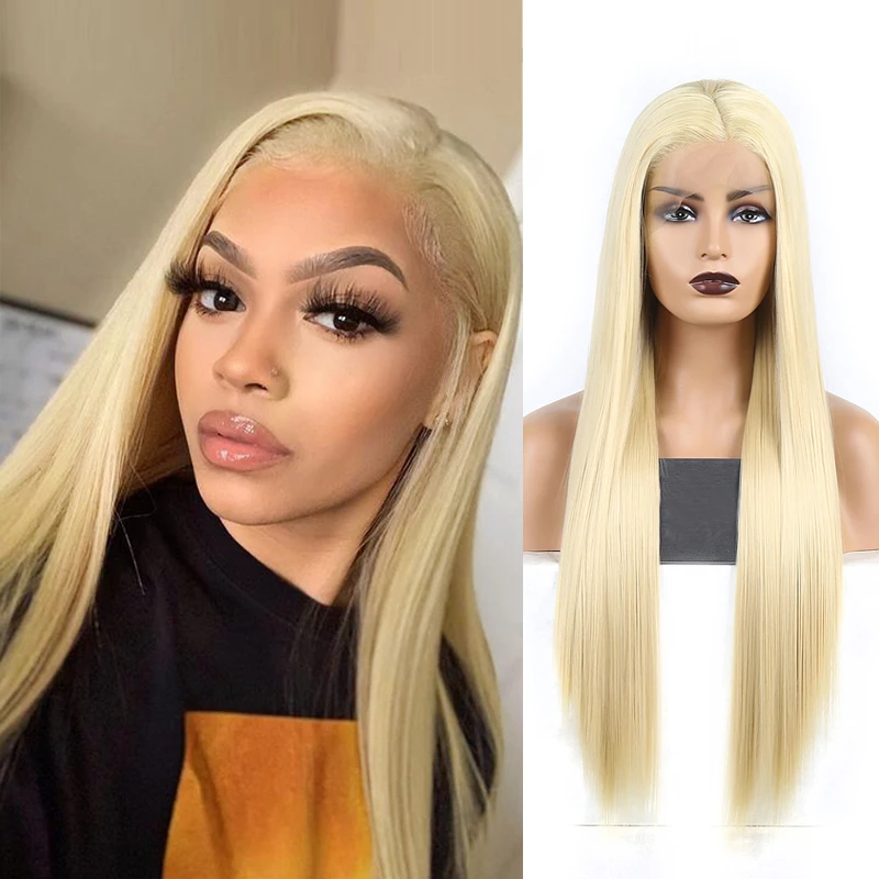 Charisma Blond Wigs Synthetic Lace Front Wig Long Silky Straight Lace Front Wig Heat Resistant Fiber Hair Cosplay Wigs For Women