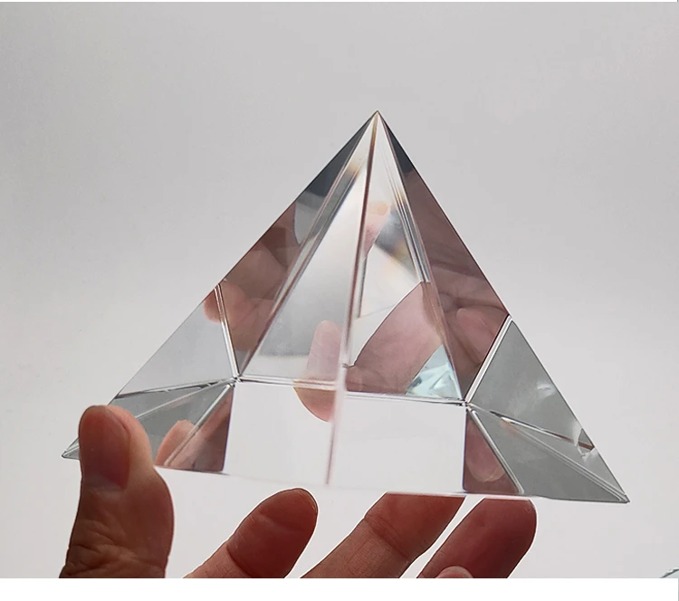 40MM Quality Glass Transparent Rainbow Polyhedral Pyramid Prism Crystal Glass Pyramid Healing Miniature Home Decoration