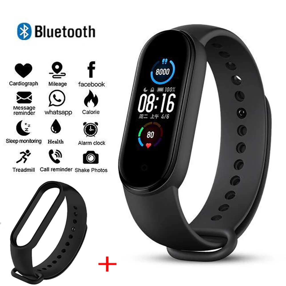 M5 Smart Digital Watch Heart Rate Sleep Monitor Pedometer Distance Calories Sport Fitness Tracker Bracelet for Men Women Kids