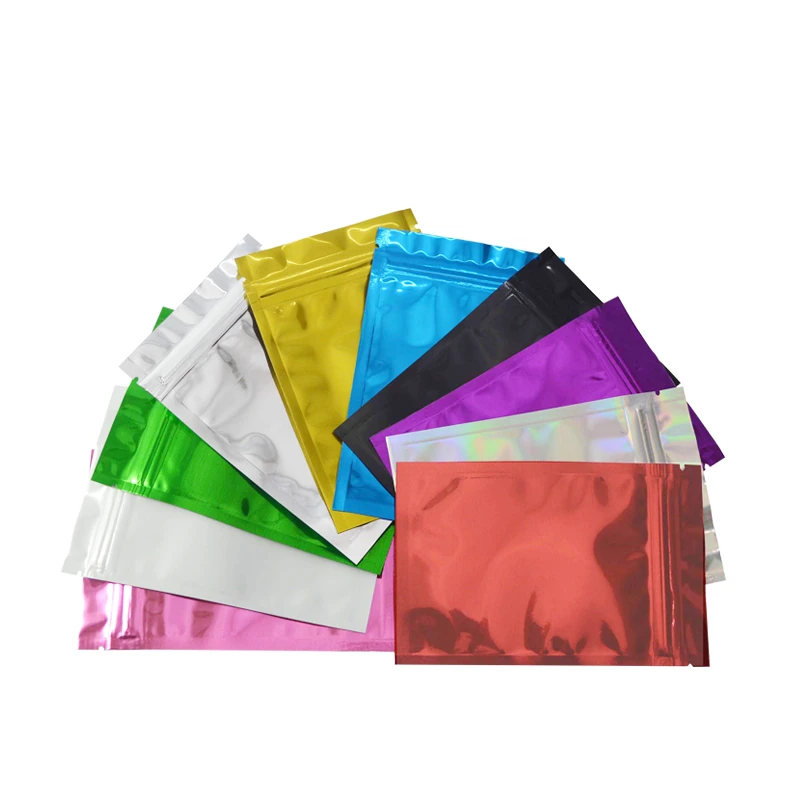 100 pcs Colorful Top Feed Foil Zip lock Bags Food Pouch,Mylar Aluminum Foil Bags,Tea Pouches,Food Storge Bag