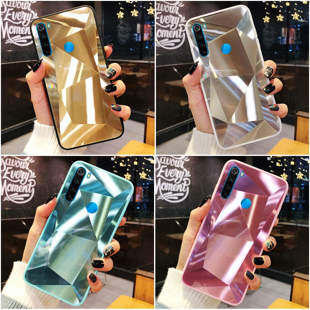 3D Diamond Case For Xiaomi Redmi Note 8 Pro Note 9S Redmi 9A 9C Mi Note 10 Lite Pro Poco C3 Cases Holographic Prism Laser Cover