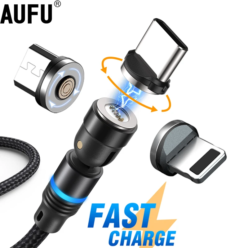 AUFU 1m 2m 3m Magnetic Cable Fast Charging USB Type C Cable Magnet Charger Micro USB Data Cord For iPhone Xiaomi Samsung