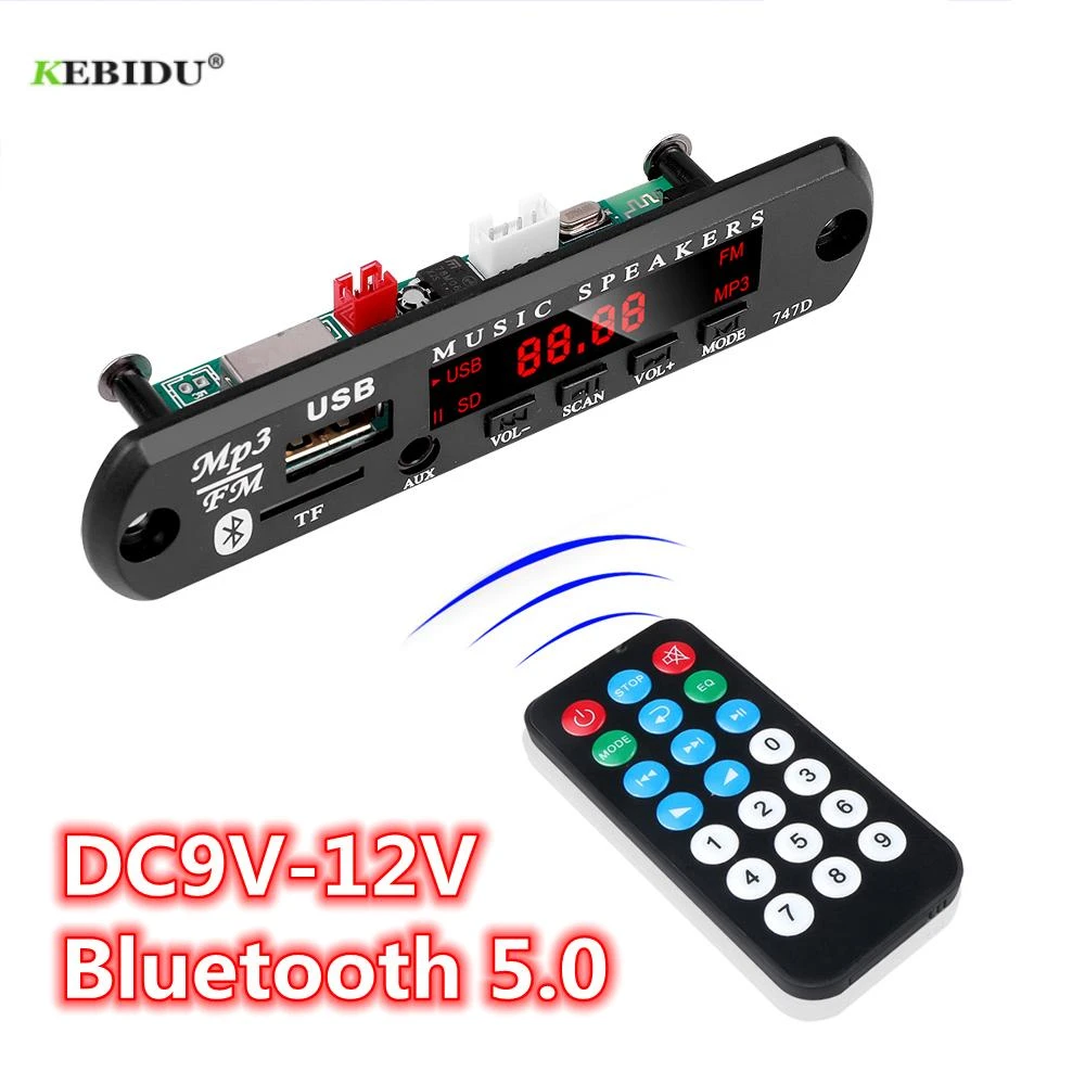 KEBIDU 7V 12V MP3 WMA Decoder Board Audio Module USB TF Radio Bluetooth5.0 Wireless Music Car MP3 Player With Remote Control