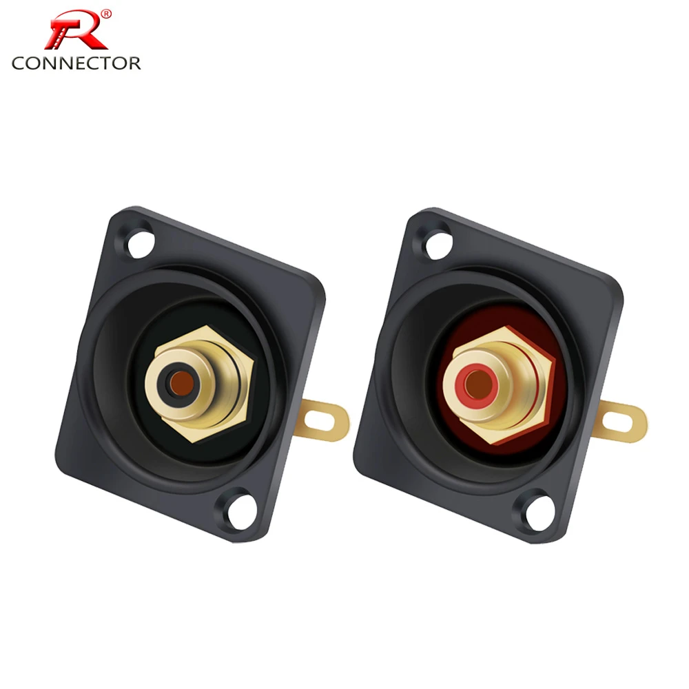 2pcs  Female RCA Panel Mount Chassis Socket Connector, Excellent quality, Black Female Socket, Red&Black Colors Available