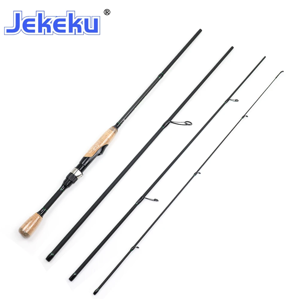 JEKEKU NEW Fishing Rod 1.96m 2.1m 2.2m 4 Section UL L Power Carbon Fiber Spinning Fishing Travel Rod 1-6/2-8/3-10 Fishing Tackle