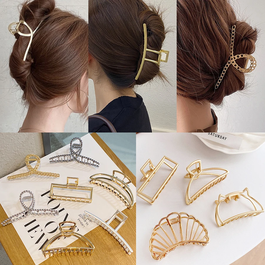 2021 Korean Metal Geometric Hair Claw For Women Ladies Elegant Hair Accessories Cross Crab Bath Hair Clip Fashion Girl Headwear