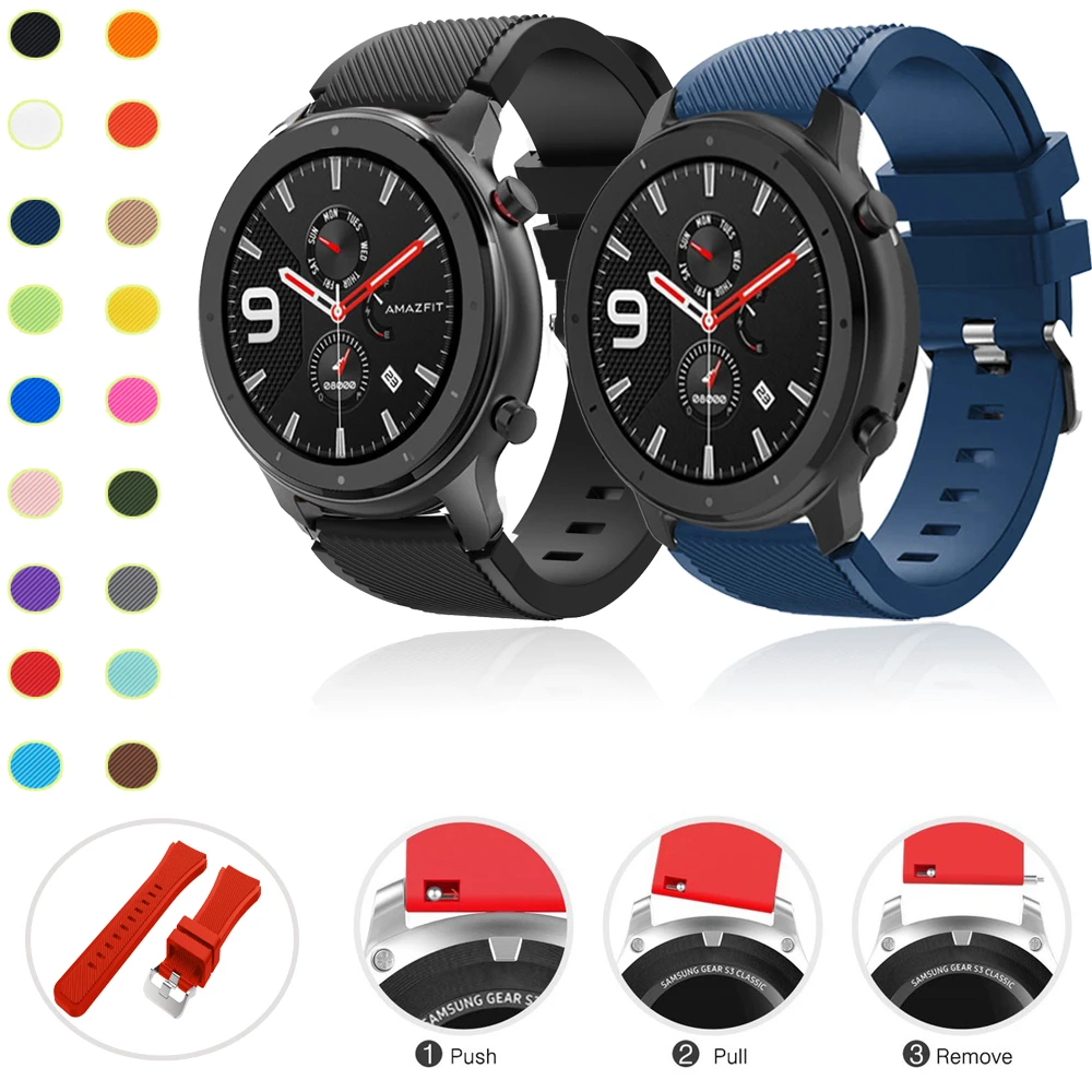 20 22mm Silicone strap For Amazfit GTR 47mm 42mm Smart Watch  Bracelet Wrist Strap /For Huawei Watch GT2 46mm Galaxy Watch3 45mm