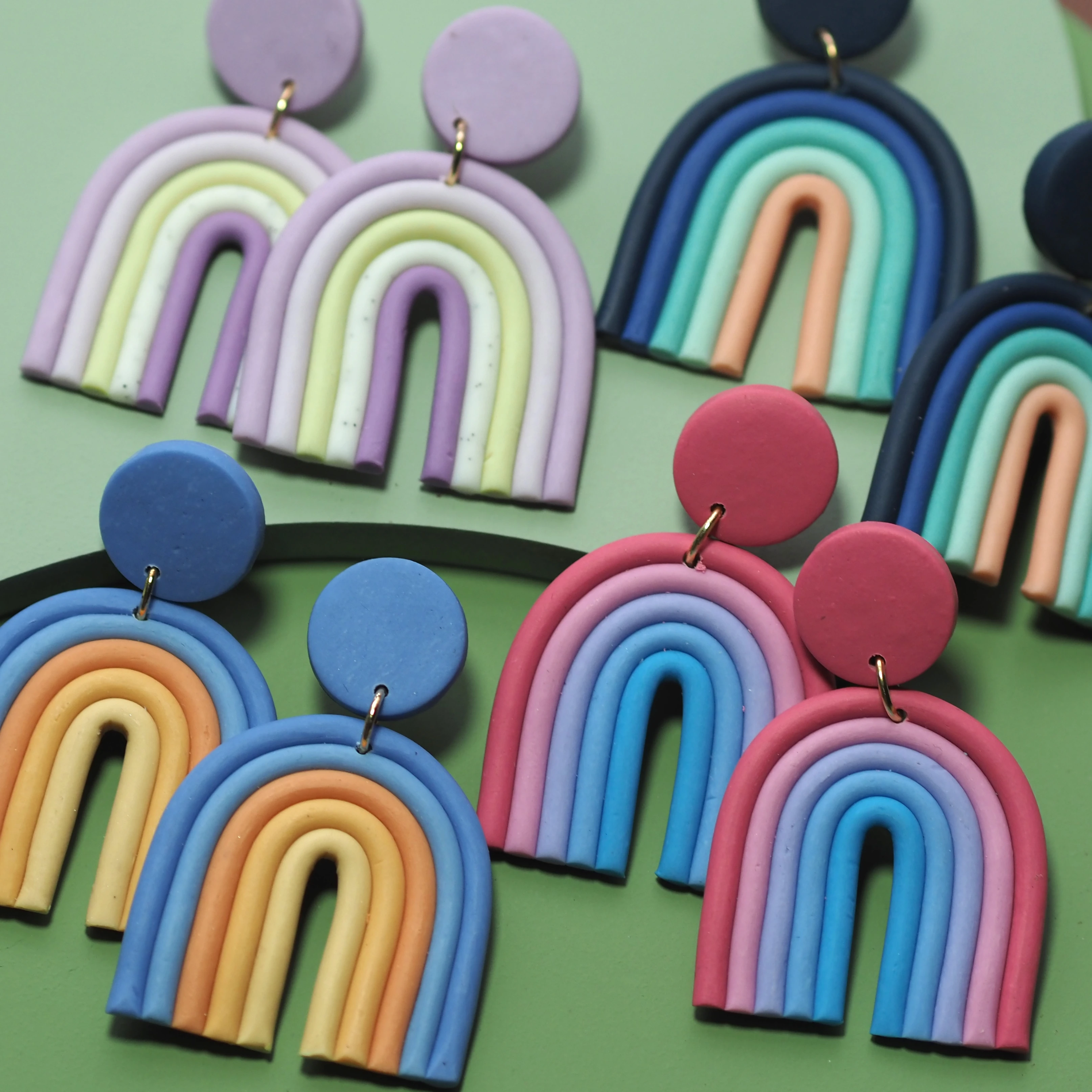 Rainbow Colors U Shape Fashion Jewelry Unusual Hanging Cute Polymer Clay Earrings Sets Gift For Women Goth 2021 Trendy Jewelry