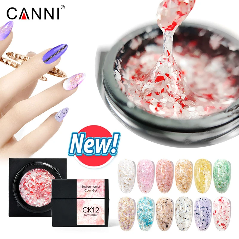 CANNI New Arrivals  5ml UV/LED 12 Colors  Mineral Gel Shining Glitter Color Gel Paint