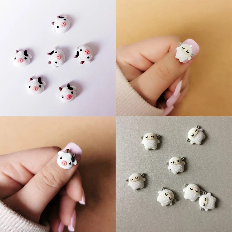20pcs Korean 3D Resin Cute Animals Glitter Nail Art Decorations Jelly Polish Ornaments Rhinestones For DIY Nail Art Accessories