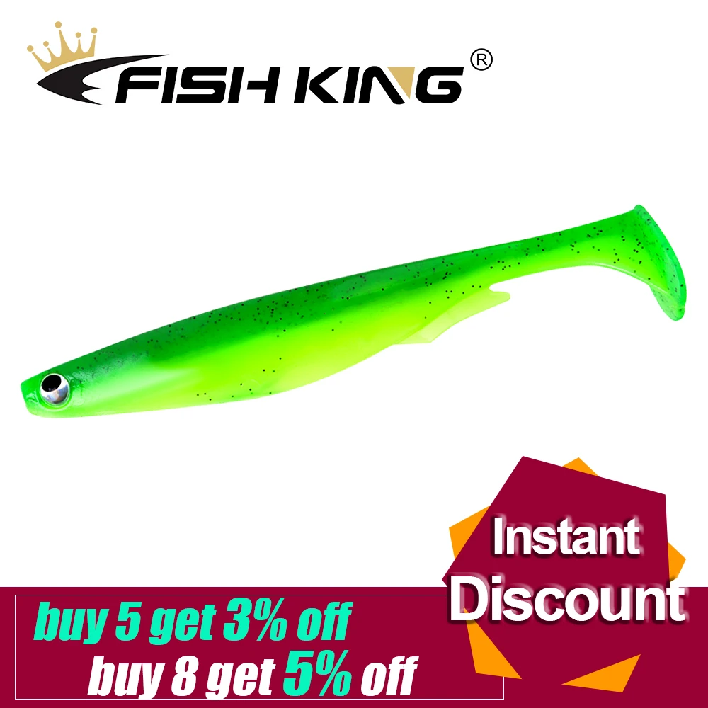 FISH KING 5pcs/pack Spark Shad Soft Lure Fishing Lure 101mm/10g 130mm/20g Wobblers Shad Tail Silicone Bait Freshwater For Bass