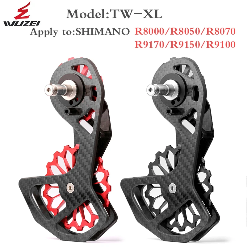 WUZEI MTB Bike Carbon Fiber Ceramic Rear Derailleur17T Pulley Guide Wheel for SHIMANO R6800 R7000 R8000 R9100 Bicycle Derailleur