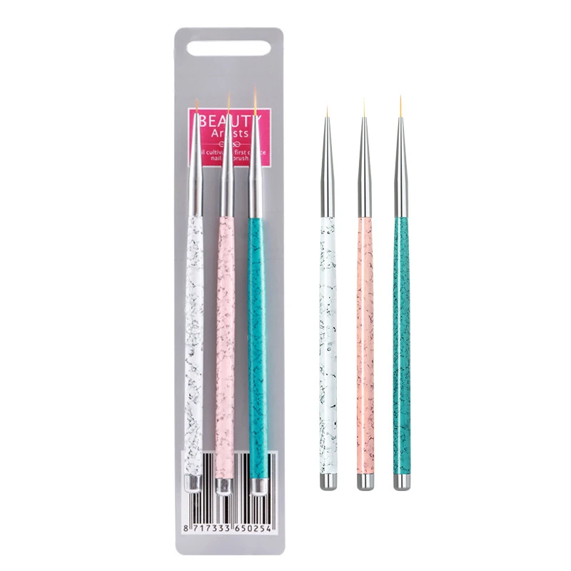 3 PCS Nail Art Pen Dotting Painting Drawing UV Gel Liner Polish Brush Tool Set Dotting Tools Nail Art & Tools Nail Pull Pen