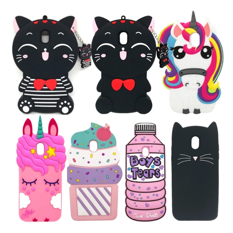 For Samsung Galaxy J3 J5 J7 Pro 2017 Case Soft Silicone Cover Cute 3D Cartoon Unicorn Cat For Samsung J330 J530 J730 Phone Cases