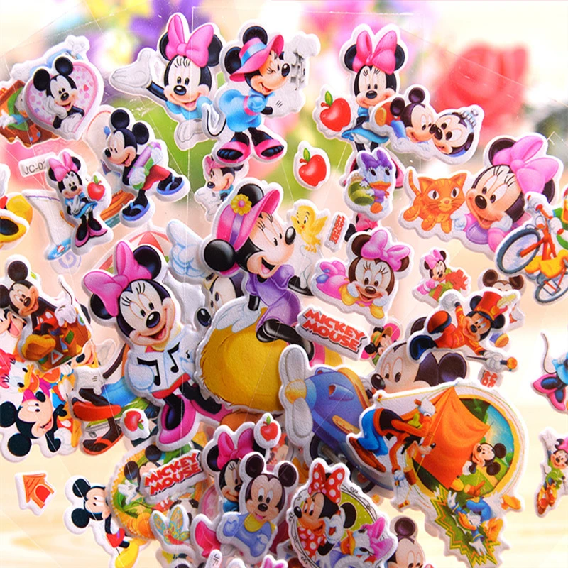 6-12 pcs/set Disney toy sticker Disney Frozen Sofia Minnie Princess Disney Princess Toys Cartoon 3D Stickers girls boy Stickers