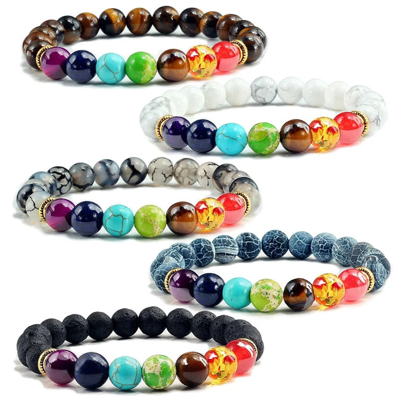 Natural Stone Beads Bracelets for Women Men Chakra Stones Bracelets Indian Yoga Braclets Women's Healthy Stone Beads Jewelry