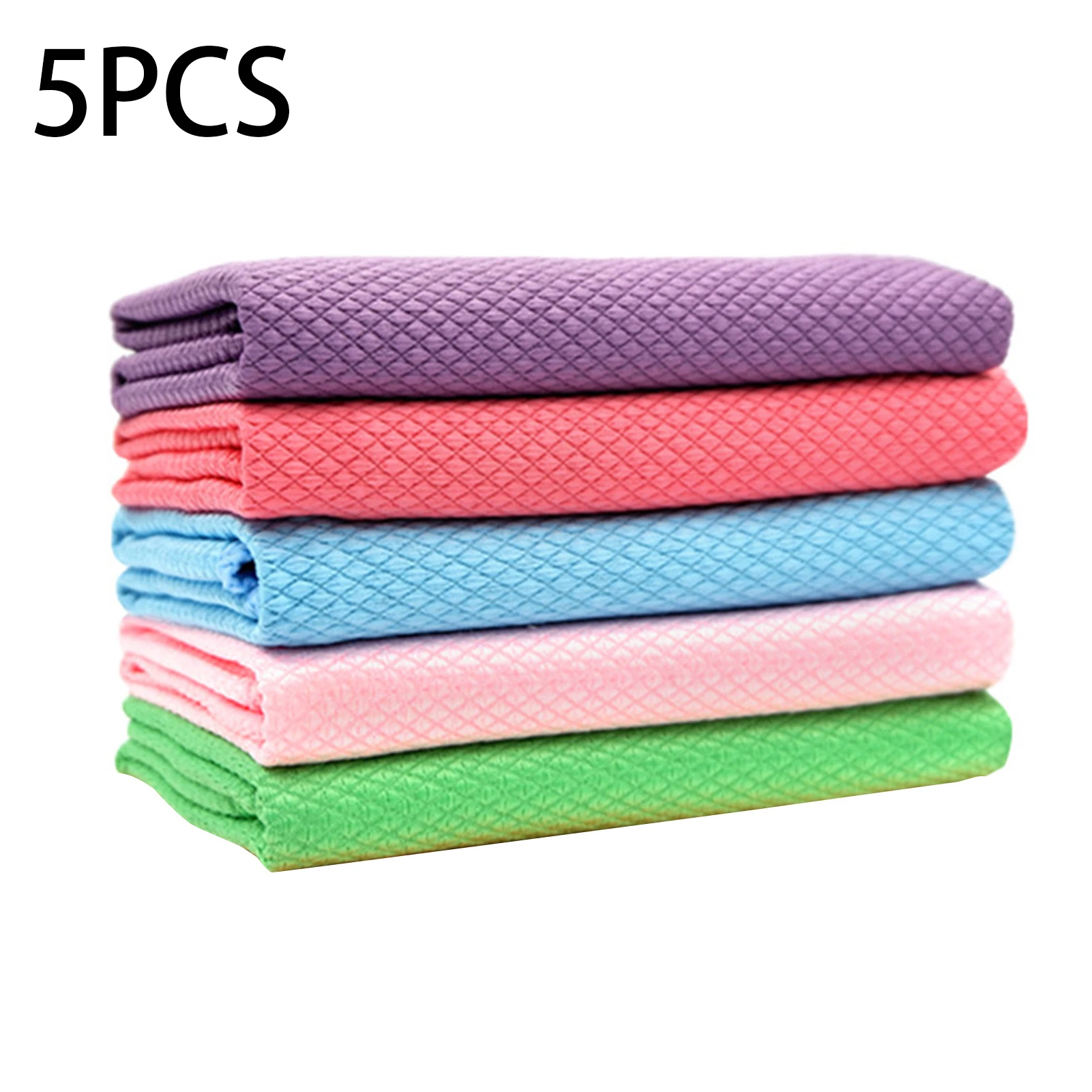 5Pcs Kitchen Anti-Grease Wiping Rags Efficient Fish Scale Wipe Cloth Cleaning Cloth Home Washing Dish Cleaning Towel