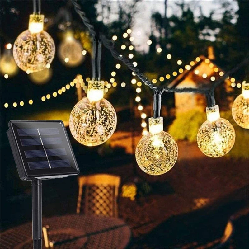 Garden Solar Lights 50 LED 24ft 8 Modes Waterproof Crystal Balls Decorative Lighting for Yard Home Party Wedding Christmas