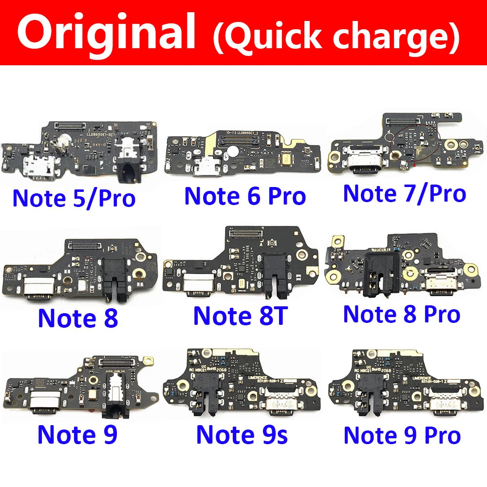 Original USB Charge Port Jack Dock Connector Charging Board Flex Cable For Xiaomi Redmi Note 5 6 7 8 8T 9 Pro 9S